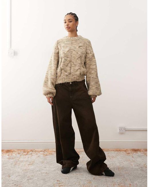 Monki Natural Cable Knit Jumper