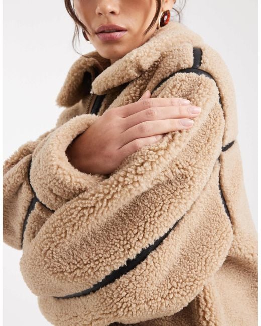 ASOS Natural Teddy Outer Mid-length Jacket