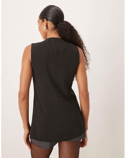 Jdy Black Longline Button Through Waistcoat