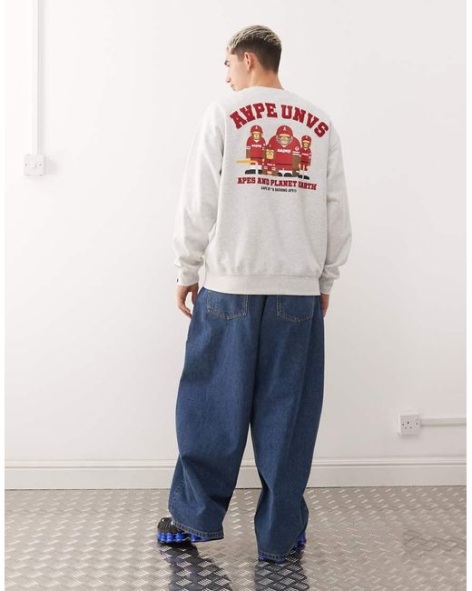 Aape By A Bathing Ape Sweater Met Ronde Hals En Teamprint Op De Rug in het White voor heren