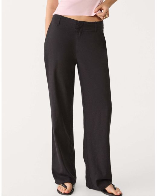 Stradivarius Black – fließende leinenmix-hose