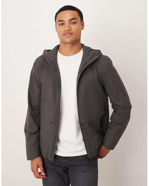 Mango Gray Zip Through Hooded Lightweight Jacket for men