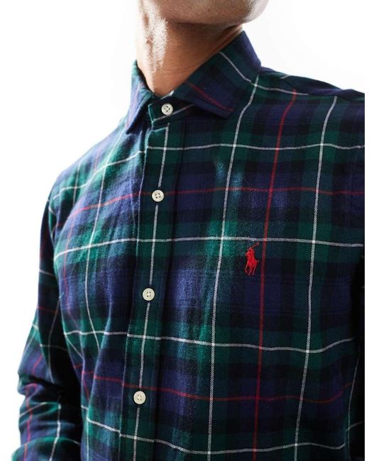 Polo Ralph Lauren Geruit Overhemd Van Keperstof Met Custom Pasvorm En Icoonlogo in het Blue voor heren