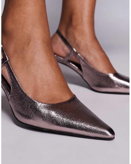 Public Desire Brown Salsa Sling Back Kitten Heels