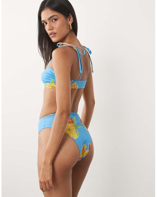 ASOS Blue Harper Azores High Leg High Waist Bikini Bottoms