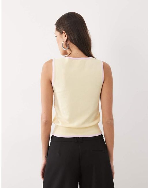 Nobody's Child Yellow Scoop Neck Contrast Hem Vest Top