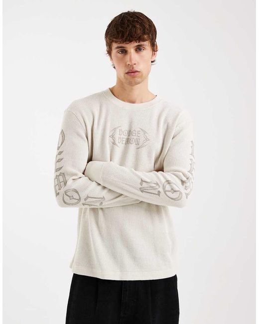 Hollister White Long Sleeve Thermal Graphic Top for men