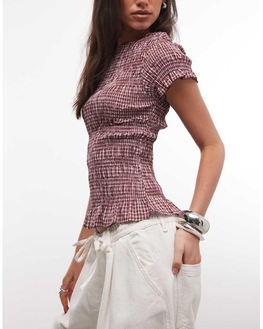 Daisy Street Multicolor Shirred Short Sleeve Top