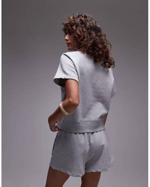 ARKET Gray Quarter Zip Short Sleeve Polo
