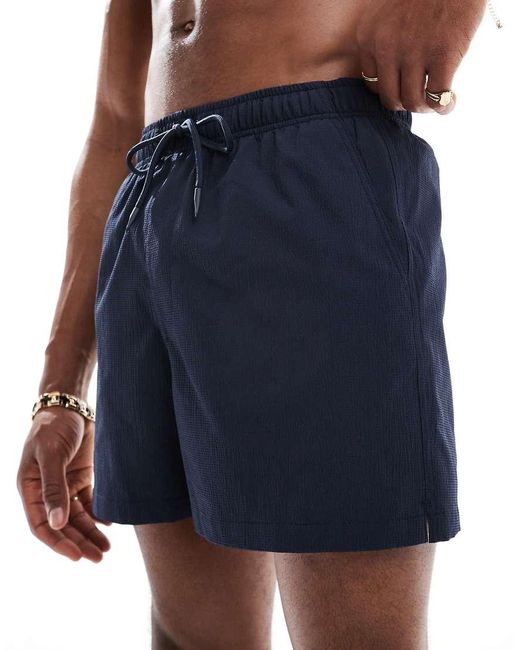 Pull&Bear Zwemshort Met Textuur En Zak in het Blue voor heren