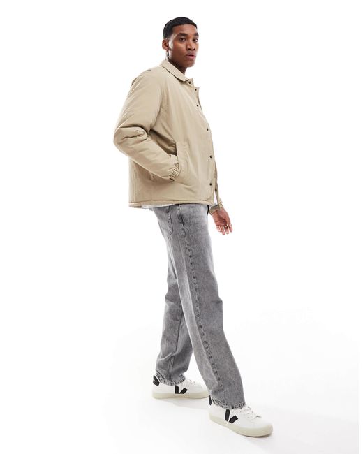 Jack & Jones Natural Nylon Button Through Coach Jacket for men