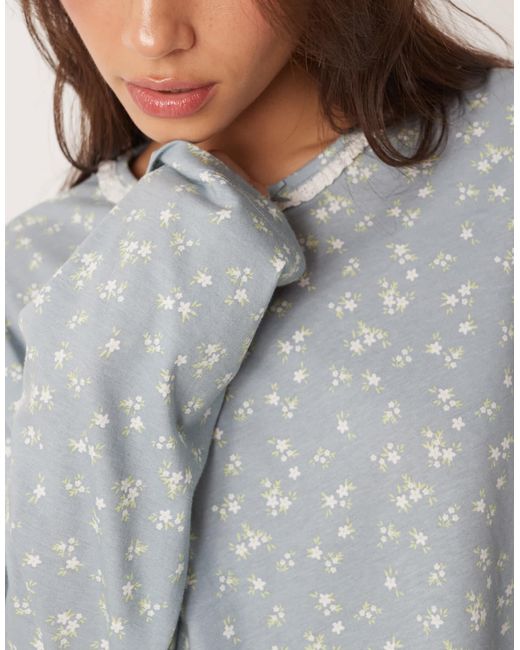 ASOS Gray Mix & Match Long Sleeve Boxy Pajama Top