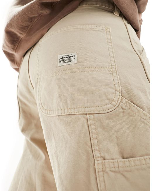 Jack & Jones White Loose Fit Carpenter Trousers for men