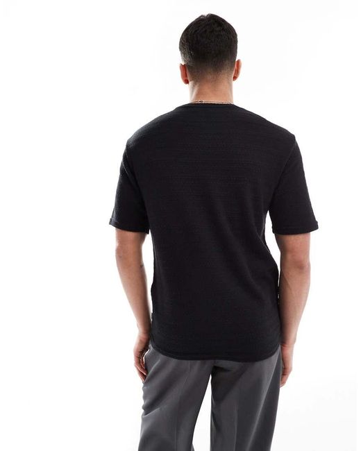 Only & Sons Gebreid T-Shirt Met Textuur in het Black voor heren