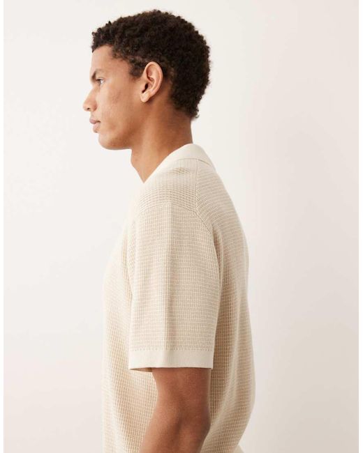 Jack & Jones Natural Premium Split Neck Knitted Top for men