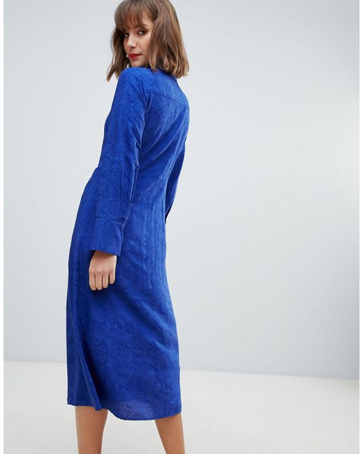 mango blue midi dress