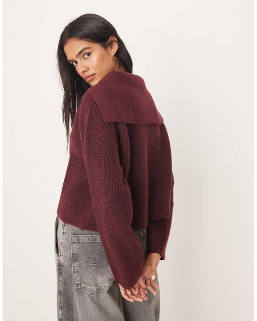 ASOS Red Sailor Collar Fisherman Rib Cardigan