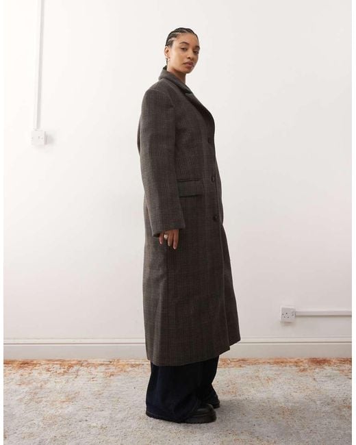 Weekday Brown Wool Blend Oversized Coat With exaggerated Shoulders