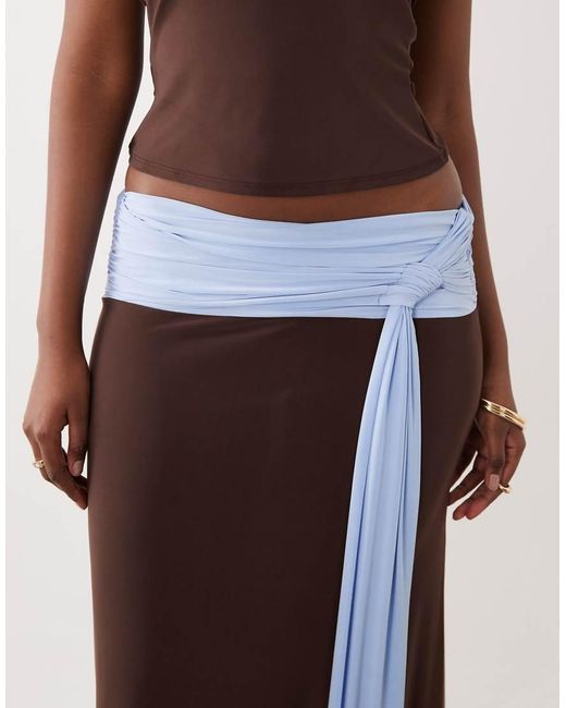 ASOS White Soft Touch Contrast Sash Waist Maxi Skirt Co-Ord