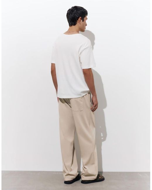 Pull&Bear Black Tailored Fit Wide Leg Trousers for men