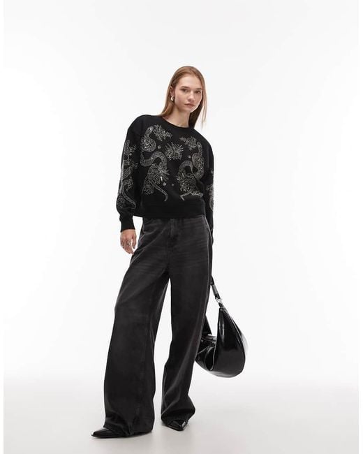 Sudadera Negra Con Abalorios Cecile Pippa De AllSaints de color Black