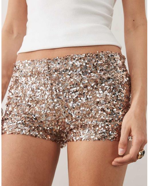 Miss Selfridge White Sequin Booty Short