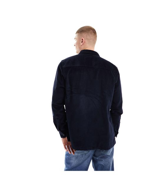 River Island Blue Cord Pocket Shirt for men