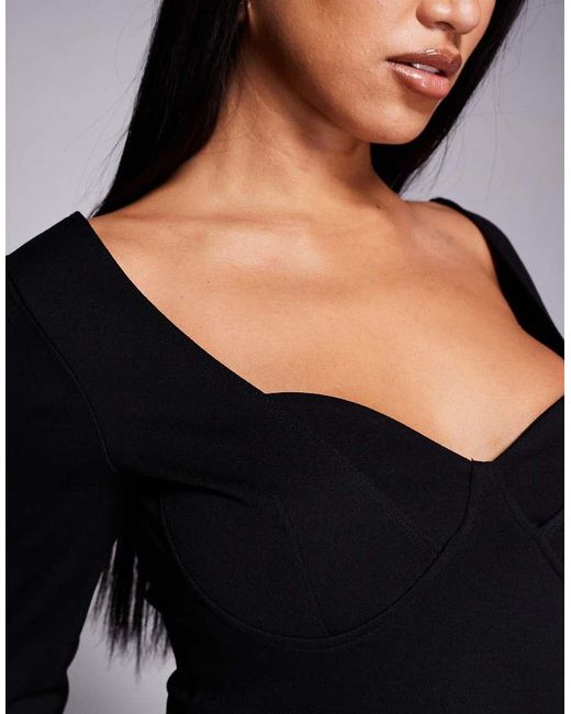 ASOS Black Cotton Rib Bodysuit With Scoop Back Detail