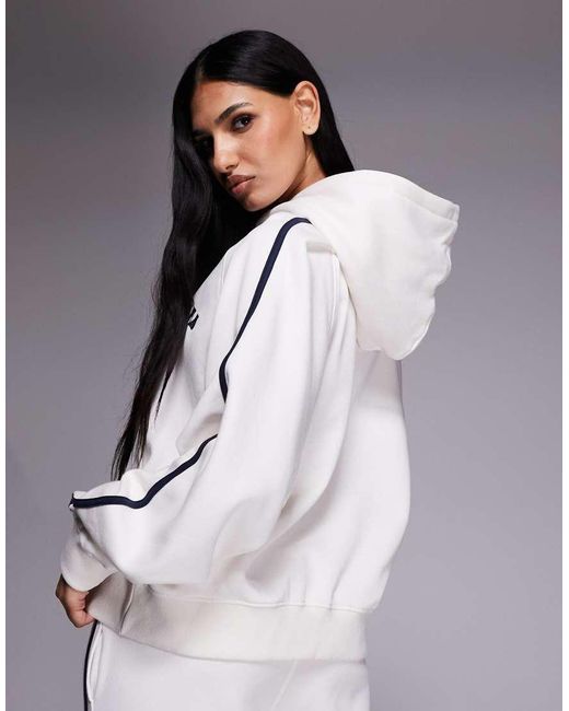 Kaiia Gray Cotton Rich Embroidered Logo Side Stripe Oversized Hoodie Co-Ord