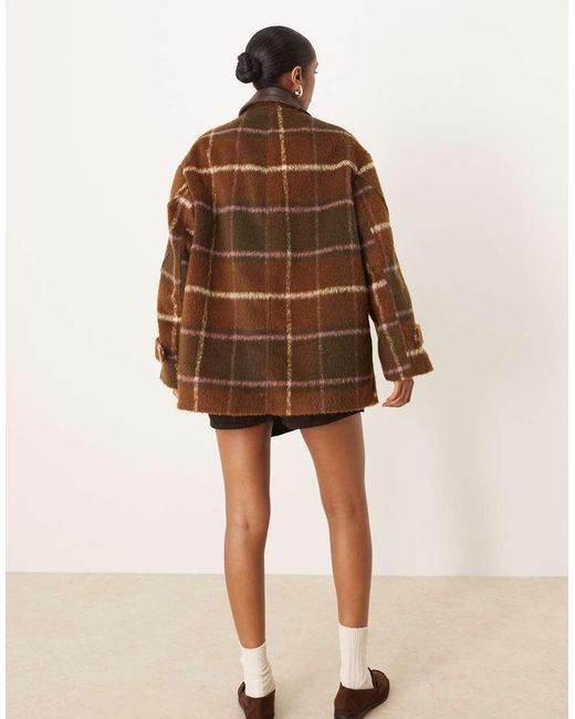 ASOS Brown Oversized Leather Look Collar Jacket