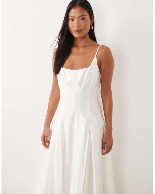Forever New White Cotton Cami Godet Maxi Dress
