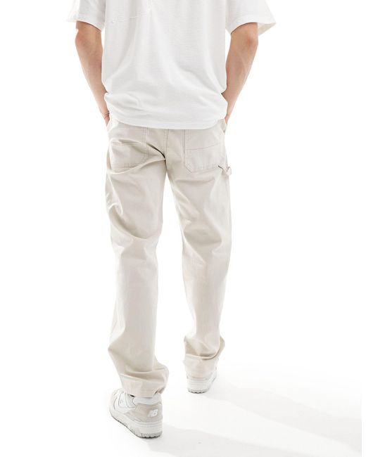 Only & Sons White Loose Worker Pants for men