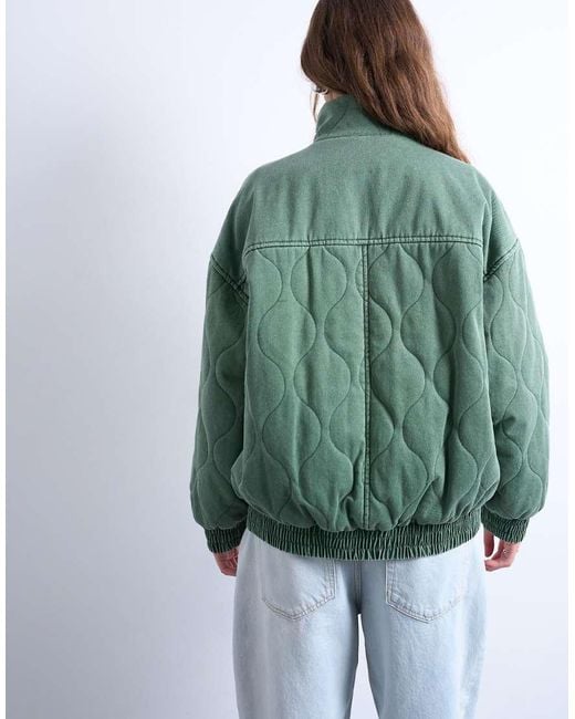 Bomber Oversize Trapuntato di TOPSHOP in Green