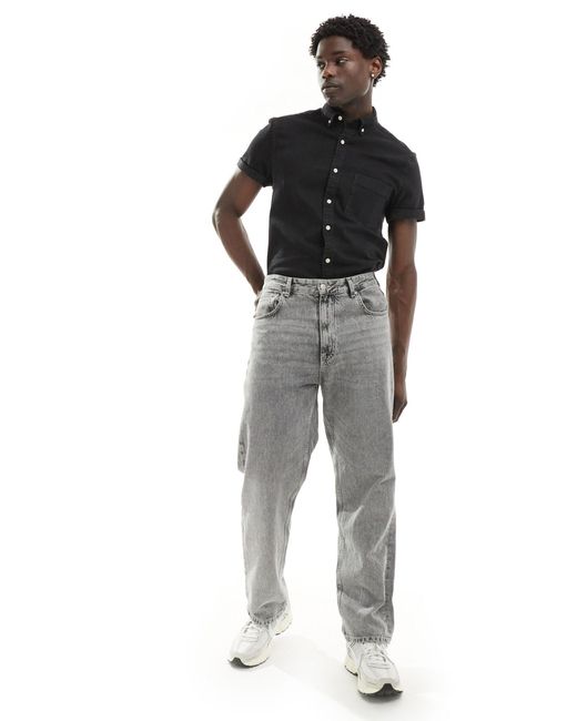 ASOS Black Slim Fit Stretch Denim Shirt for men