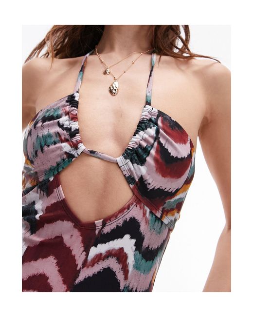 TOPSHOP White Cut Out Swimsuit With Beads