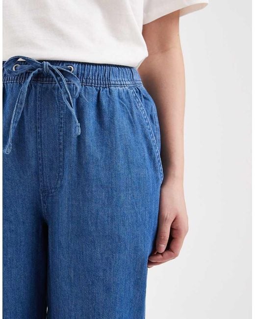 New Look Blue Wide Leg Chambray Denim Trousers