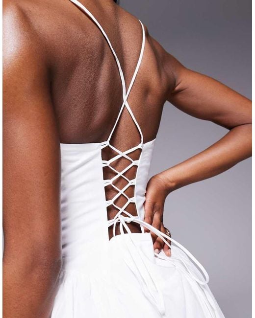 Bardot White Tie Back Corset Maxi Dress