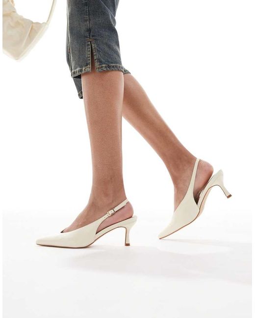 Raid White Tristen Slingback Kitten Heeled Shoes