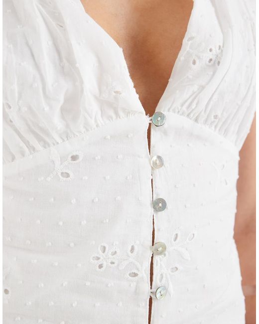 Motel White Yoshino Plunge Broderie Top