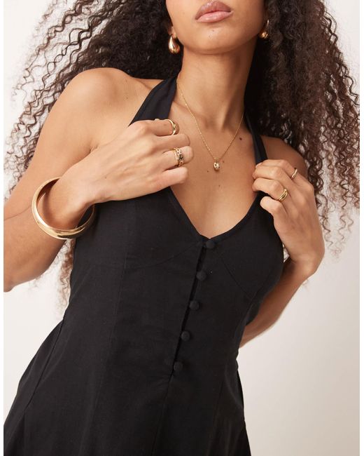 Robe dos nu courte avec ourlet à godets ASOS en coloris Black