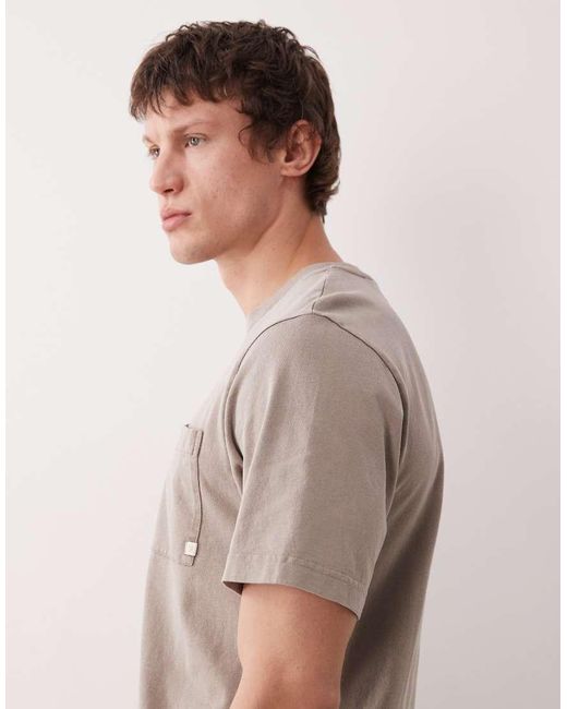 Farah Gray Stacy Short Sleeve Garment Dye Pocket Logo T-shirt for men