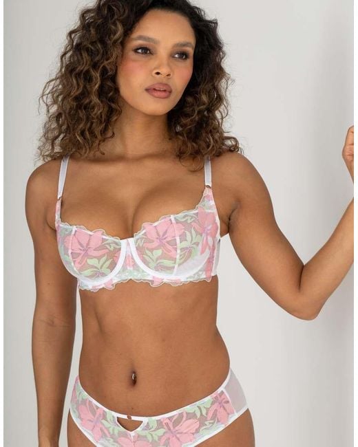 Pour Moi Brown Roxanne Embroidered Non-Padded Underwired Bra B-G