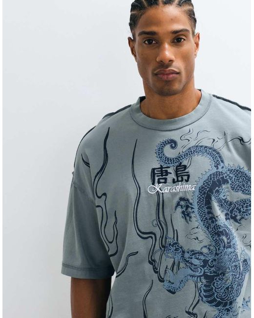 River Island White Oversized Washed Japanese Graphic T-shirt for men