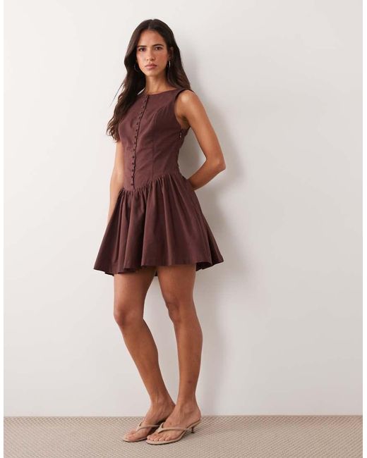 Abercrombie & Fitch Brown Drop Waist Mini Dress