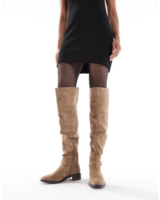 SEQWL Natural Latte Buckle Detail Over-the-knee Boots