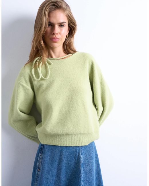 Pull en maille avec lien à l'encolure TOPSHOP en coloris Blue