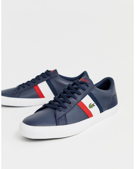 Lacoste Blue Lerond Sneakers With Side Stripe for men