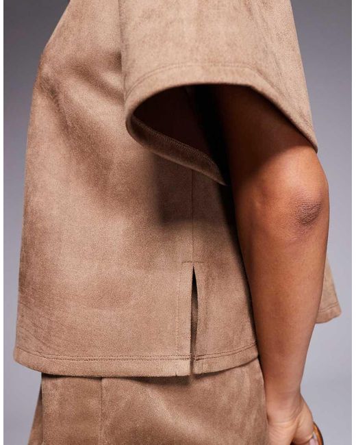 ASOS Brown Co-ord Faux Suede Boxy T-shirt