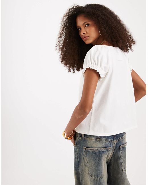 Free People White Issa Button-down Top