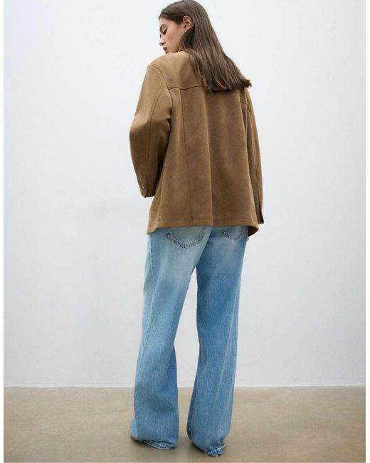 Stradivarius Brown Faux Suede Jacket